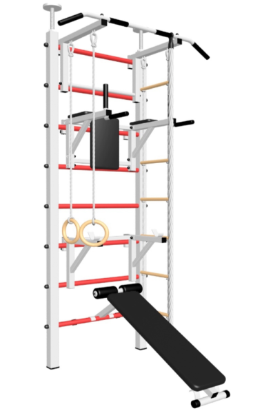 Шведская стенка Sv Sport враспор (Турник стандарт/Брусья/Стойка/Скамья/Канат/Кольца/Лестница) (258-275см) 708 