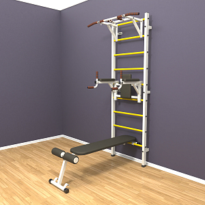 Шведская стенка "LittleSport" Pull-Up 3.0 (белый*желтый)