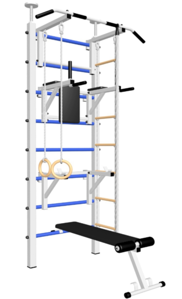 Шведская стенка Sv Sport враспор (Турник стандарт/Брусья/Стойка/Скамья/Канат/Кольца/Лестница) (258-275см) 708 