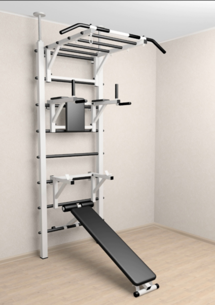 Шведская стенка Sv Sport враспор (Турник рукоход/Брусья/Стойка/Скамья) (275-295 см) В726