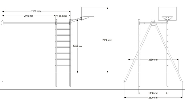 картинка Уличный спортивно-игровой комплекс Sv Sport У3004В1 (Деревянные/Подвесы на втулке) от магазина Лазалка