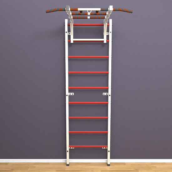 картинка Шведская стенка «LittleSport» White Long красные ступени от магазина Лазалка