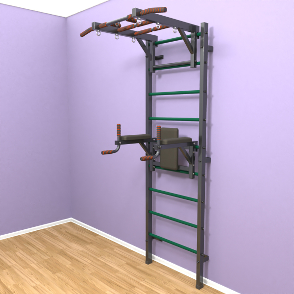 Шведская стенка «LittleSport» Graphite Long 2.0 зеленые ступени