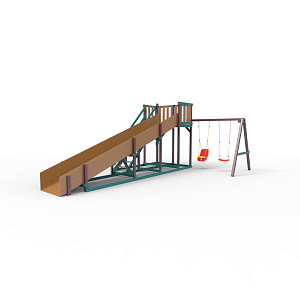 Детская площадка - деревянная горка Пикник "Зима №3" Лила с качельной балкой