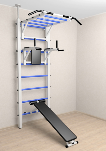 Шведская стенка Sv Sport враспор (Турник рукоход/Брусья/Скамья) (высота 275-295 см) В724