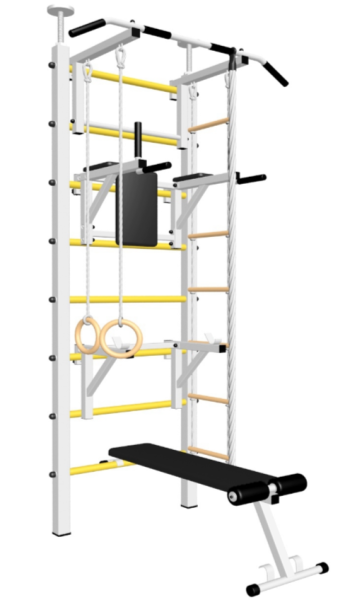 Шведская стенка Sv Sport враспор (Турник стандарт/Брусья/Стойка/Скамья/Канат/Кольца/Лестница) (258-275см) 708 
