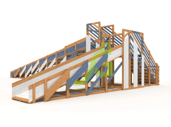 Зимняя деревянная горка "IgraGrad Snow Fox 12 м" с двумя скатами мод.524