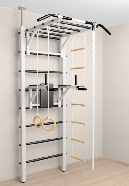 Шведская стенка Sv Sport враспор (Турник рукоход/Брусья/Канат/Кольца/Лестница)  (258-275 см) 723