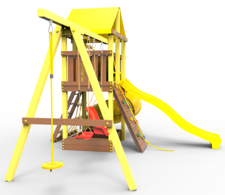 картинка Детская игровая площадка Пикник  "Элит" с винтовой трубой (желтый) от магазина Лазалка