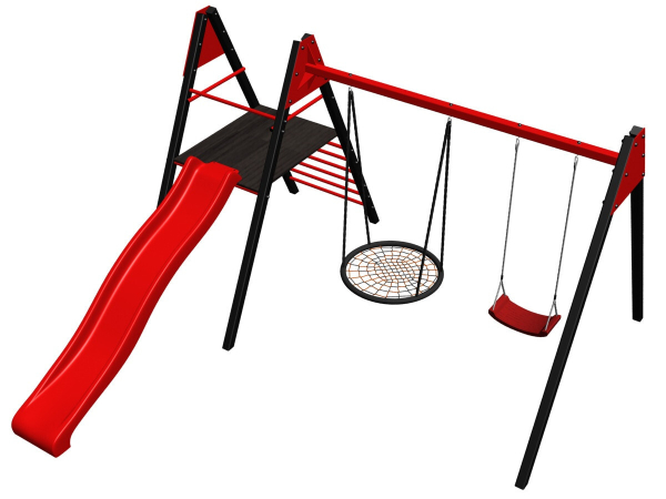 картинка Уличные качели Sv Sport Maxi с горкой УК145.5В2 (4.0м/Гнездо 115см/"Лодочка"/Подвесы на втулке 2к) от магазина Лазалка