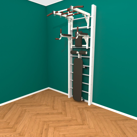 картинка Брашированная шведская стенка "Кастерли" Белый ТБC (Белые ступени) от магазина Лазалка