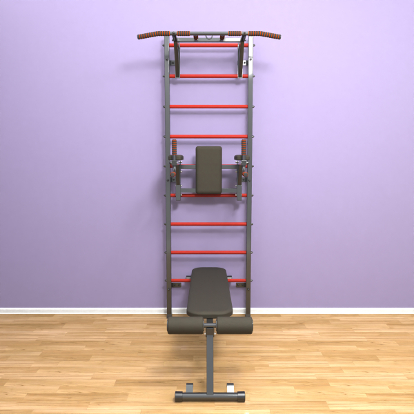 картинка Шведская стенка «LittleSport» Graphite Pull-Up 3.0 красные ступени от магазина Лазалка