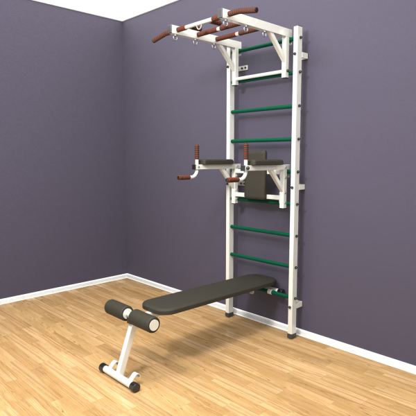 Шведская стенка «LittleSport» White Long 3.0 зеленые ступени