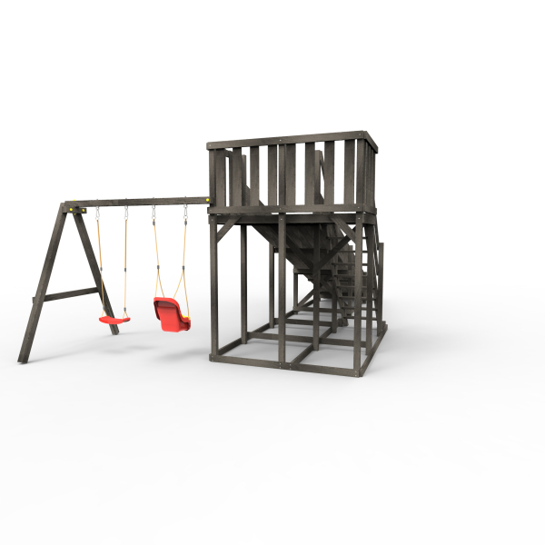 Детская площадка - деревянная горка Пикник "Зима №3" Блэк с качельной балкой