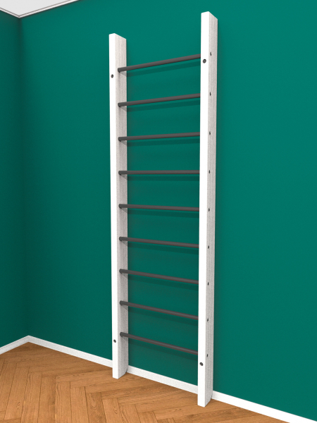 Брашированная шведская стенка "Кастерли" White (Черные ступени)