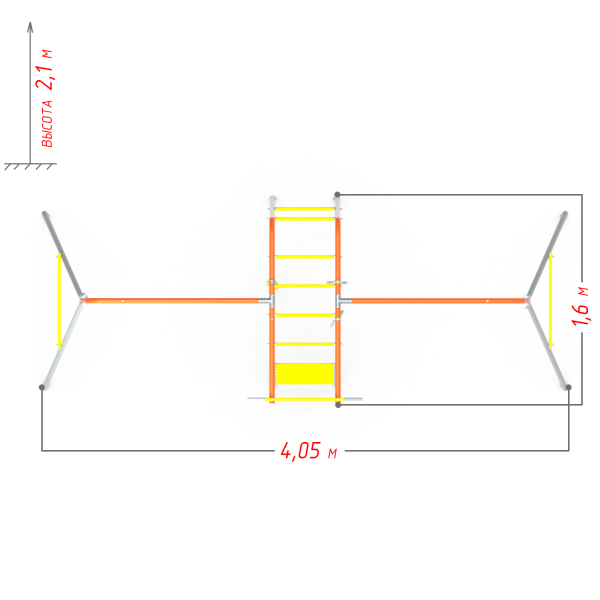 картинка УДСК-5.2 "Тарзан-К2" с двумя доп. секцией "Качели" оранжевый/серый от магазина Лазалка