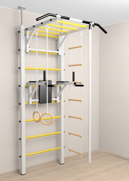 Шведская стенка Sv Sport враспор (Турник рукоход/Брусья/Канат/Кольца/Лестница) (высота 258-275см) 723  